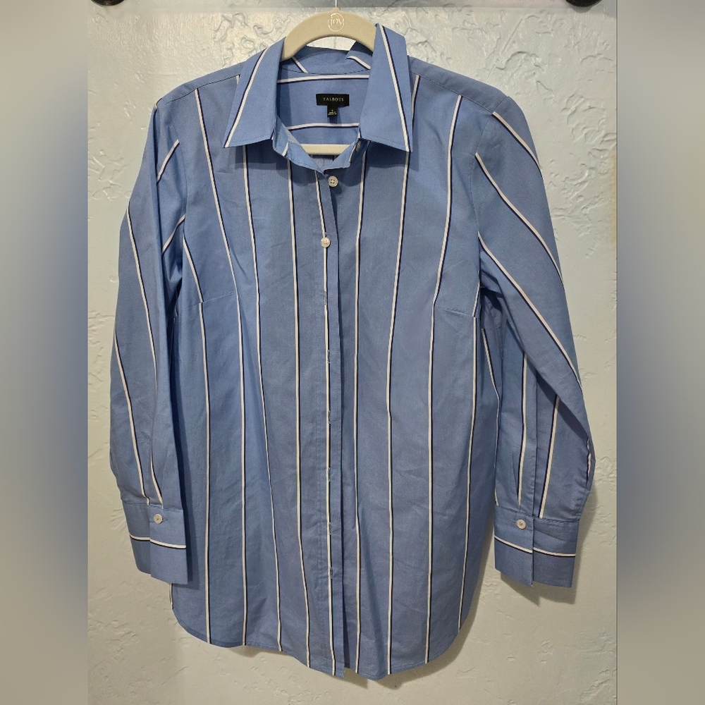 Talbots Blue & White Striped Button-down Shirt